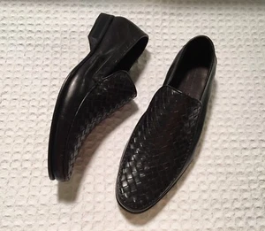 BRUNO MAGLI Mylar Woven Leather Loafers Slip-on Dress Shoes $475 Black 7 M - Picture 1 of 11
