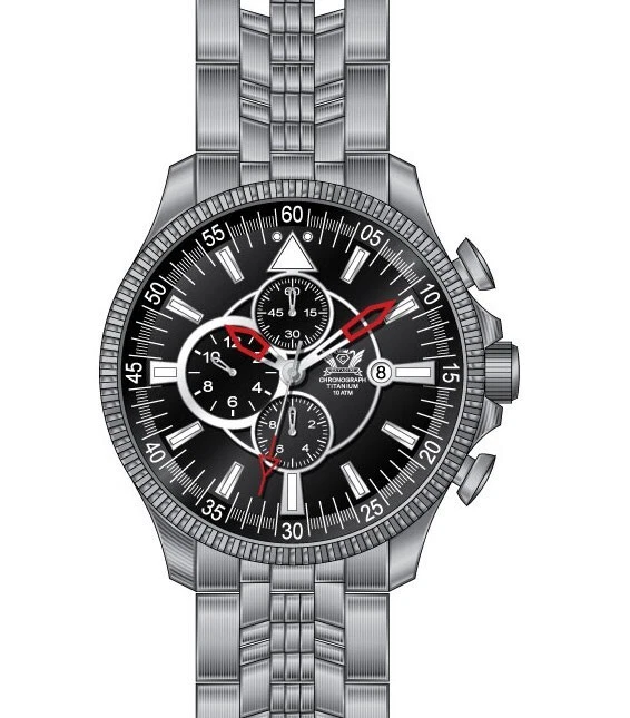 Cavadini Aviator Men's Watch Solid TITAN Chronograph Japan Miyota 10bar