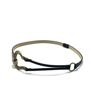Cinturón de moda para mujer CHICOS talla S-M ajustable cuero negro tono dorado broche - Imagen 1 de 6