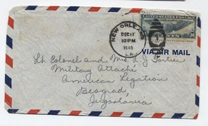 1940 New Orleans LA 30 cent winged globe airmail C24 to Yugoslavia [y7870] - Picture 1 of 3