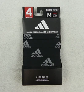 Adidas Underwear Boys Medium 10/12 Youth Black Boxer Brief Aeroready 4 Pack - Picture 1 of 18