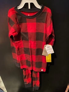 Honest Plaid Neutral Holiday Longsleeve 2 Piece Sleepwear 7Y *NEW* s1 - Picture 1 of 4