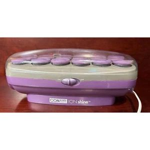 Conair Ion Shine Instant Heat Hot Rollers 12 Hair Curlers Jumbo Flocked 12 Clips - Picture 1 of 7