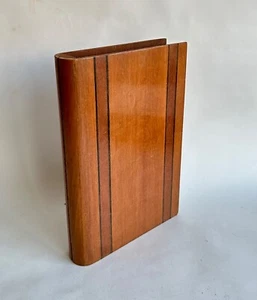 Ancienne boite bois trompe l'oeil forme de livre cachette secrète Art Deco - Imagen 1 de 16
