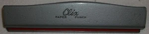 CLIX PAPER PUNCH VINTAGE 3 HOLE DESIGN METAL SILVER AND RED OFFICE EQUIPMENT - Picture 1 of 4