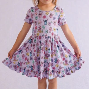 Posh Peanut Stitch Angel Twirl Dress 3-4T Ruffled Disney Short Sleeve Tropical - Picture 1 of 8