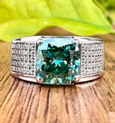 Anello da uomo solitario con diamanti blu certificati 8,30 ct in argento... - Immagine 1 di 4