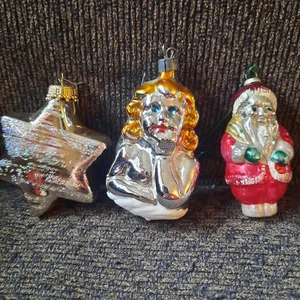 VTG Blown Glass Ornaments Star, Angel Raphael, Old World Santa Clause - Picture 1 of 3