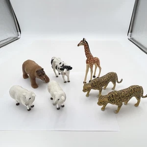 Lote de figuras de animales Terra by Battat oso vaca oveja jirafa leopardo granja zoológico juguete Se - Imagen 1 de 13