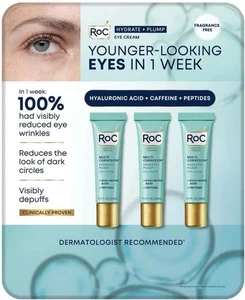Roc Multi Correxion Hydrate + Plump Eye Cream 0.6 fl oz 3 PACK - Picture 1 of 4