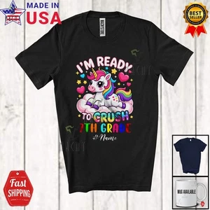 Ready To Crush 7th Grade; First Day Of School Unicorn Custom Name Students Shirt - Picture 1 of 7