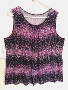Blusa sin mangas Croft & Barrow para mujer 1X Plus floral púrpura negra - Imagen 1 de 5