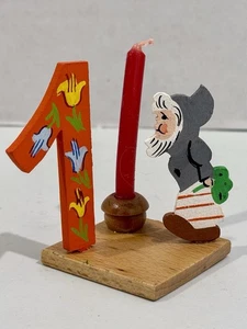 Vintage Zwerg Wichtel Kerzenhalter mit #1 Disney Anhänger - 1,5" - Bild 1 von 9