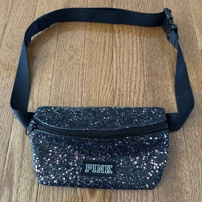 Victoria’s Secret PINK Bling Fanny Pack Belt Bag Black Pink Sequin Glitter Y2K - Image 1 of 4