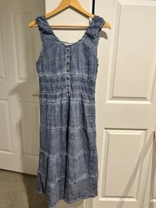 Vestido de mezclilla azul con volantes sin mangas Keren Hart talla 3/L RN 0100889 BOHO WESTERN - Imagen 1 de 10