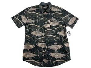 Salty Crew Herren Kurzarm Button Down Thunfisch Fisch Allover-Druck Neu mit Etikett - Bild 1 von 7