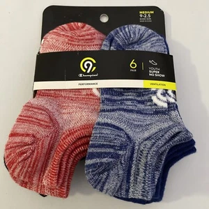 C9 Champion Youth Super No Show Socks 6 Pairs Multi-Color Size M Shoe Size 9-2.5 - Picture 1 of 4