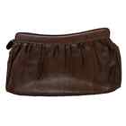 Goldenbleu Tiffany brown pleated Leather Clutch made in Italy