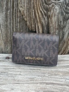 Medium Brown Michael Kors Signature MK Wallet - Picture 1 of 16