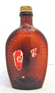 Jarabe de cabina de troncos botella de vidrio marrón ancla corchetes con tapa de metal - Imagen 1 de 7
