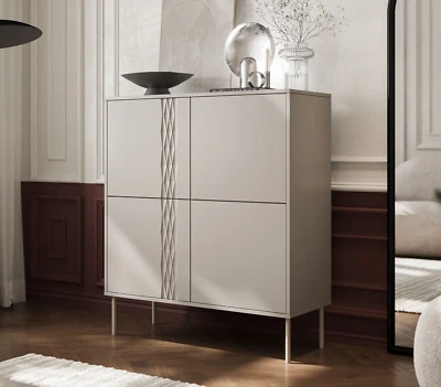 Kommode Tresse 4D mit 4 Türen Metallfüße Modern Schrank Kollektion Wohnzimmer - Bild 1 von 4