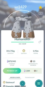 !!! Pokémon GO NEW Regional STONJOURNER Trade ULTRA RARE Humanolith Tausch !!! - Bild 1 von 2