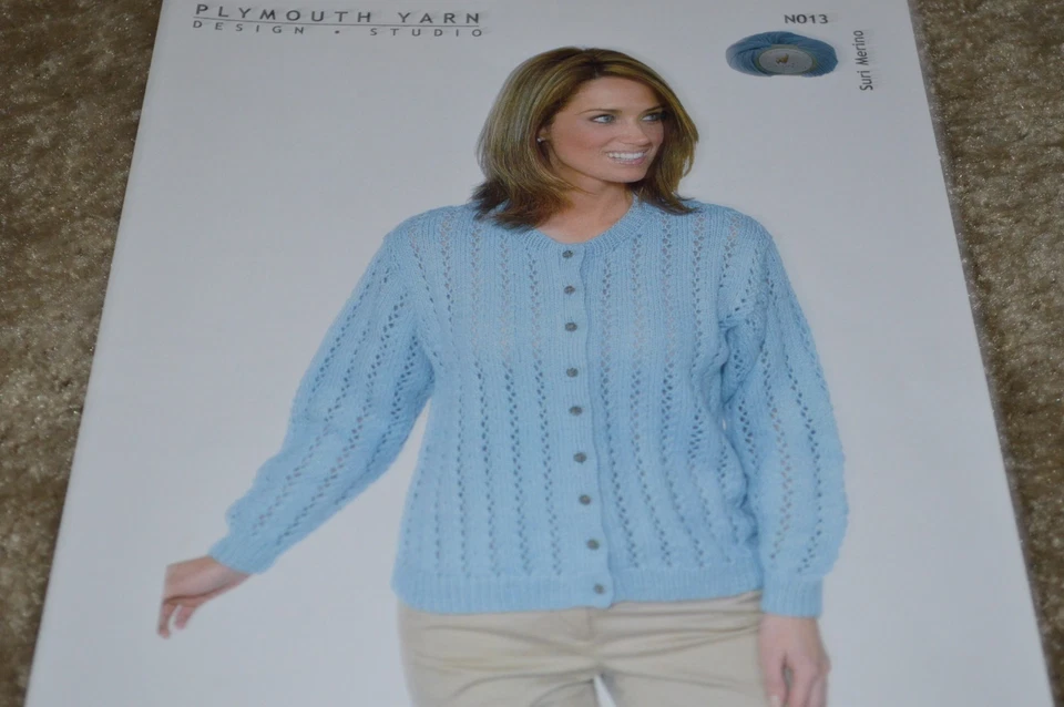 Plymouth Knitting Pattern N013 Lace Cardigan Suri Merino 32-38 - Image 1 of 1