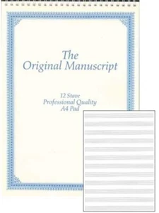 ORIGINAL MANUSCRIPT A4 12 STAVE 50PP SPIRAL TOP - Picture 1 of 1