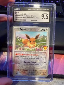 Eevee Pokemon Day 2025 Reverse Cosmos 074/131 Prismatic Evolutions CGC 9.5 Mint+ - Picture 1 of 2