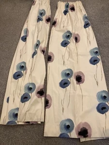 Sandersons Bespoke Indigo purple Poppy Curtains 57 Inch Drop By 72 Inch Wide - Picture 1 of 5