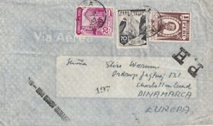 PERU: Censored airmail cover to Denmark via USA 19437