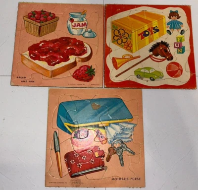 Lot of 3 Vintage 1973 James & Jonathan Lowe Cardboard Frame Tray Puzzles - Image 1 of 4