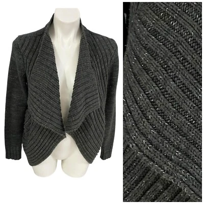 Suéter Merona Mujer Talla Mediana Cárdigan Gris Cocoon Acanalado Tejido Cabina Acogedor Trabajo Foto 1 de 4