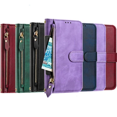 Luxury Zip Flip Wallet Stand Phone Case Cover for OnePlus 11 13 12 Nord N200 N10 - Image 1 of 4