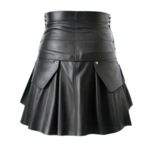 Mens Halloween Costume LARP Cosplay - Handmade Black Real Leather Gladiator Kilt - Picture 1 of 3