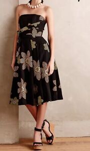TRACY REESE ANTHROPOLOGIE TROPICAL TWILIGHT STRAPLESS SURPLICE DRESS 10