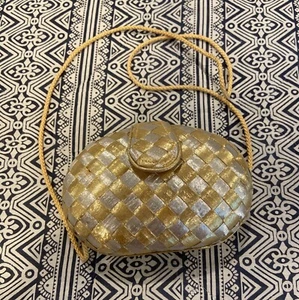 Y&S Original Gold & Silver Metallic Evening Purse – Round, Basket Weave - Picture 1 of 13