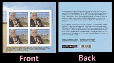 Canada 3340 Indigenous Leaders Marie-Anne Day Walker-Pelletier P pane 4 MNH - Image 1 of 3