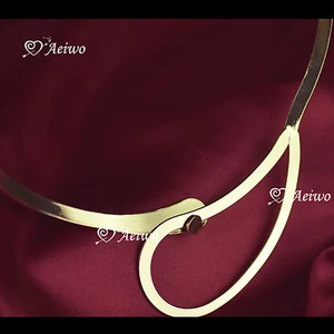 2 x 18k yellow gold gf flat brush fix necklace 14cm diameter collar choker - Picture 1 of 5