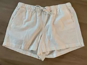 J Crew Factory Mujer Corto Talla L Blanco Mezcla Lino Tirador Cordón EC - Imagen 1 de 6