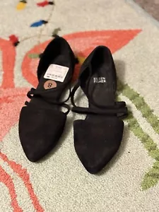 Eileen Fisher Black Suede Strappy Cut-Out Flats, Size 8 (US) - Picture 1 of 7