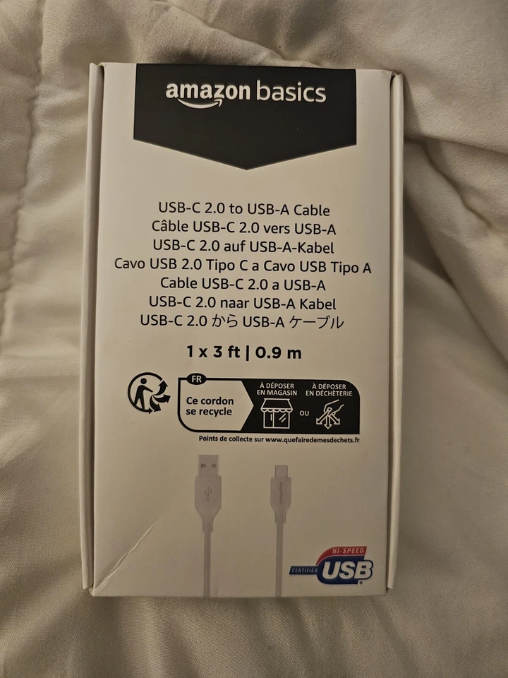 Cable de carga rápida y transferencia de datos Amazon Basics USB-C a USB-A 2.0, 480Mbp Foto 1 de 2