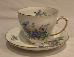 Tazza da tè e piattino vintage Dutchess Bone China FORGET ME NOT - Foto 1 di 6