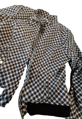 Isaac Mizrahi Live Jacket Coat bomber Moto Black wt Trim Lined Boucle Tweed 14 Foto 1 de 4