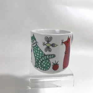 Vintage Arabia Finlandia animali colorati maiale gatto volpe arca di Noè 4-64 tazza piccola 3" raro - Foto 1 di 16