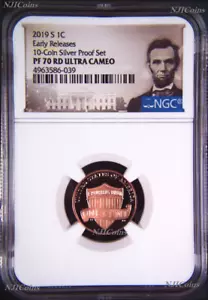 2019 S Proof LINCOLN CENT Penny NGC PF70 RD from 10-coin-silver-set ER Portrait - Picture 1 of 2