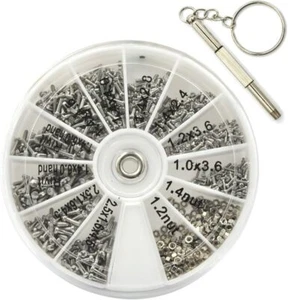 1000 Tiny Screws Nut Screwdriver Watch Eyeglass Sun Glasses Repair Tool Set Kit - Picture 1 of 12