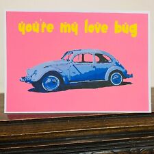 Romantic Valentines - VW Beetle Love Bug 13cm x 18cm