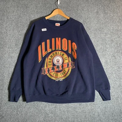 Suéter Illinois Illini Vintage Talla Adulto Extra Grande Azul Manga Larga Años 90 Foto 1 de 4