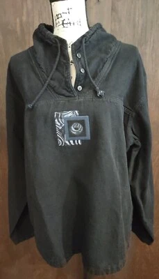 Sea Breeze of California Black  Cotton Hooded Pullover Medium Top Beach Coastal  - Image 1 of 4